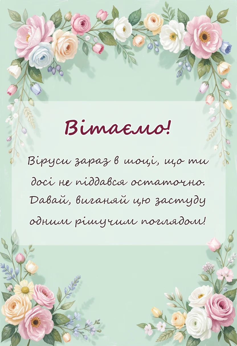 унікальна листівка - побажання швидкого одужання слова і картинки