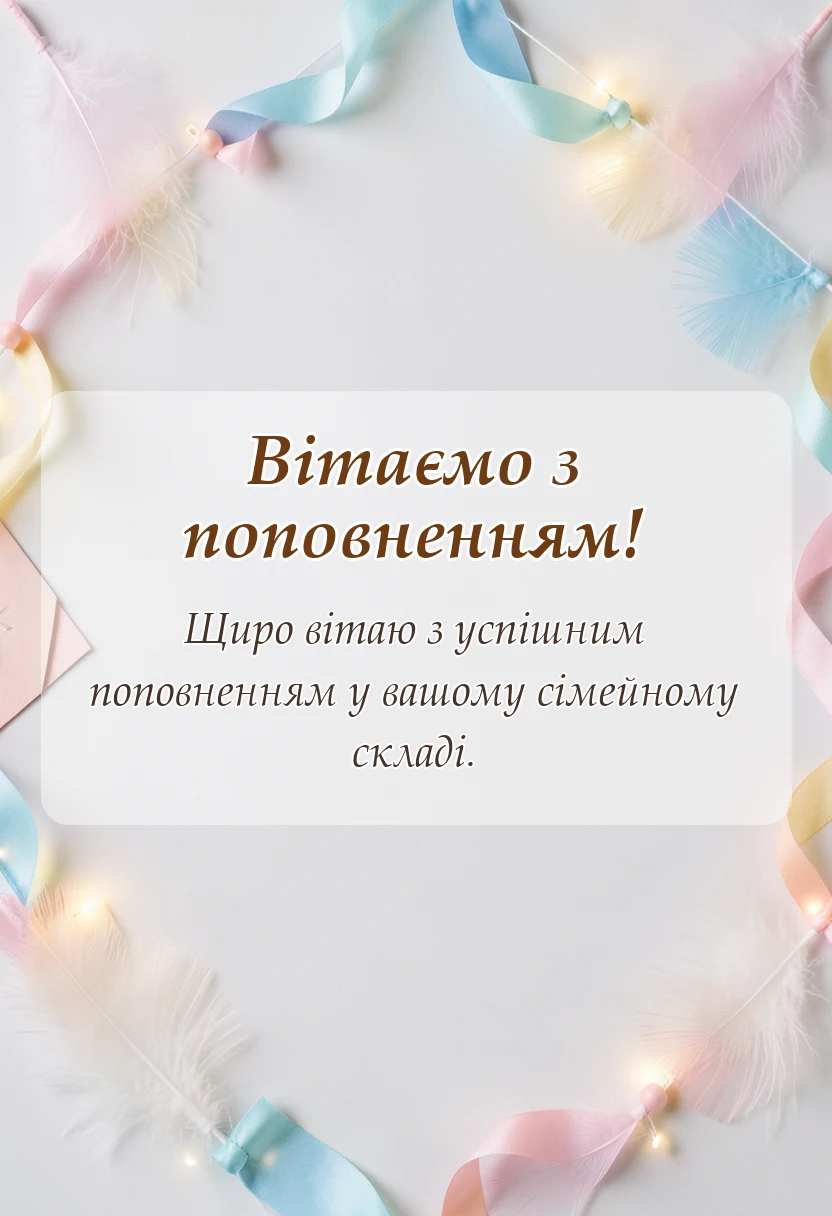 вітальна листівка - привітання батькам з народженням донечки