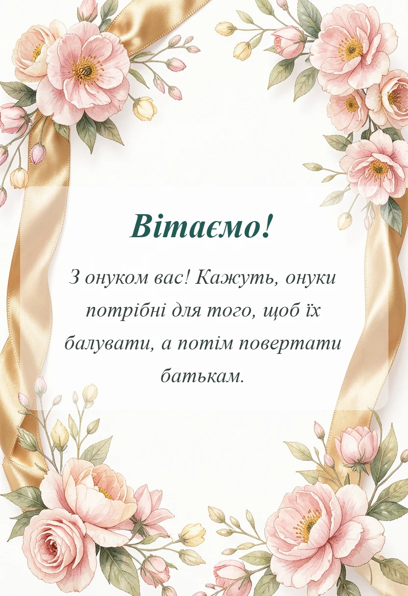 вітальна листівка - привітання з народженням онука прикольне