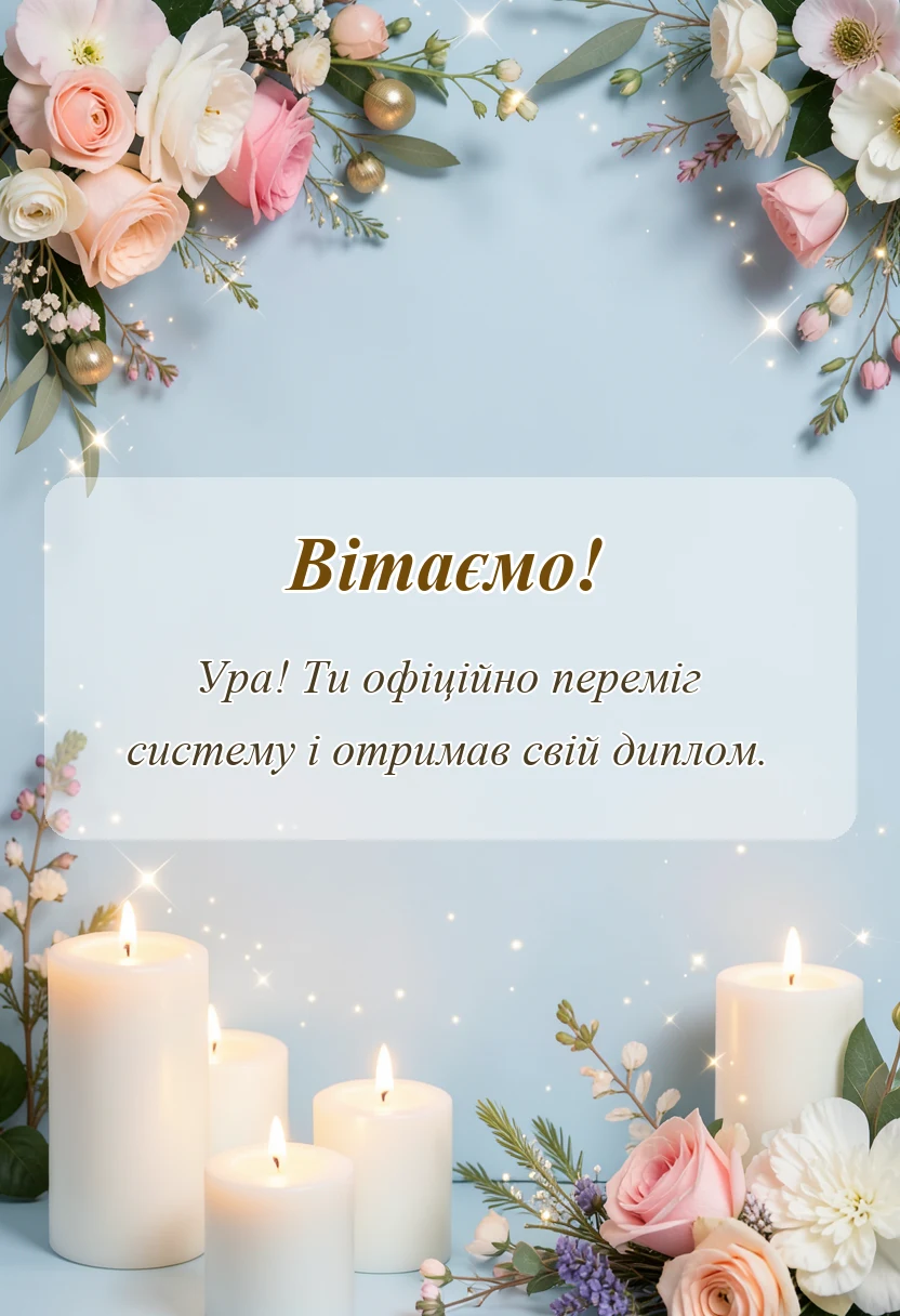 вітальна листівка - привітання з отриманням диплому своїми словами