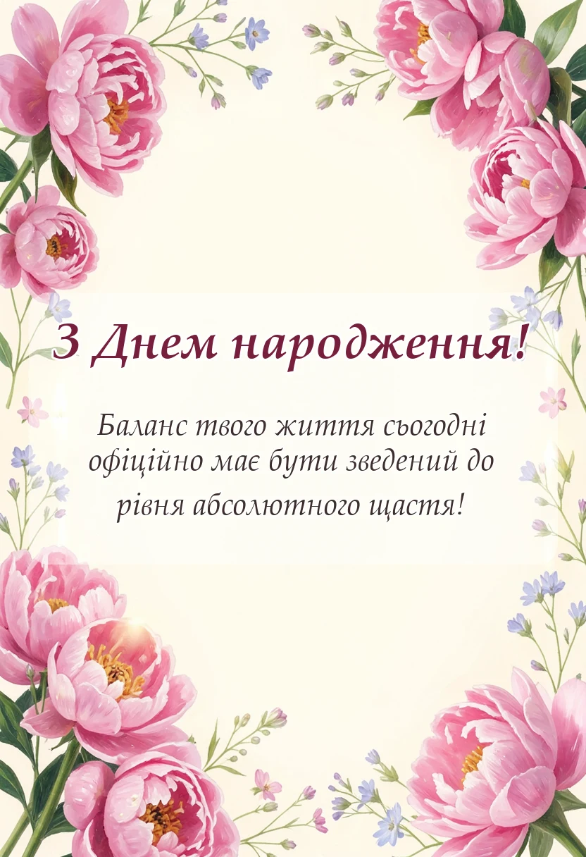 вітальна листівка - привітання з днем народження головному бухгалтеру