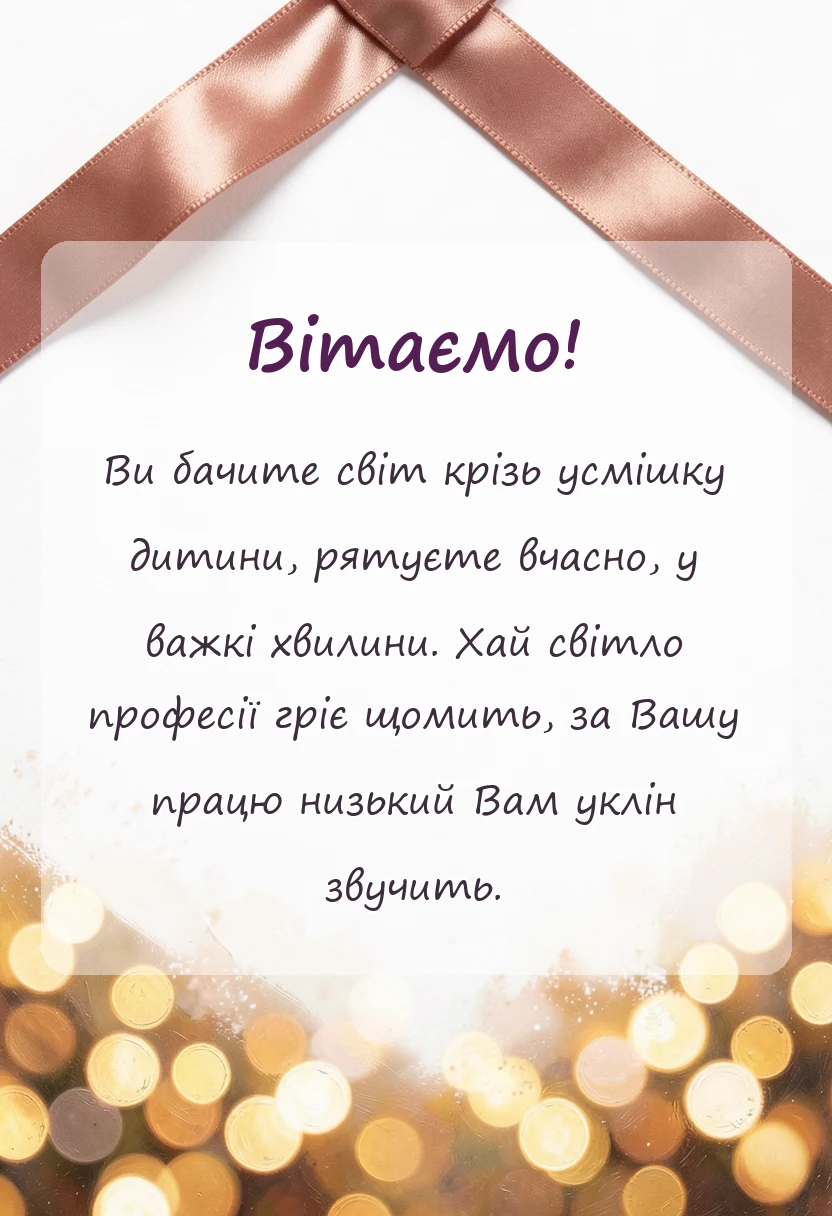 вітальна листівка - привітання з днем педіатра слова подяки лікарям
