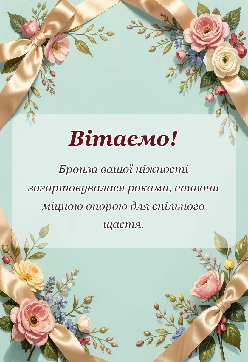 листівка з побажанням - привітання з річницею весілля 22 роки