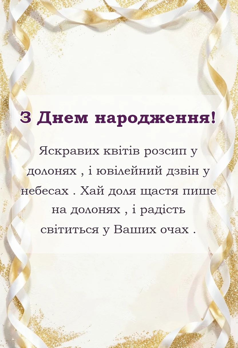 святкова картинка: привітання з ювілеєм жінці та чоловікові