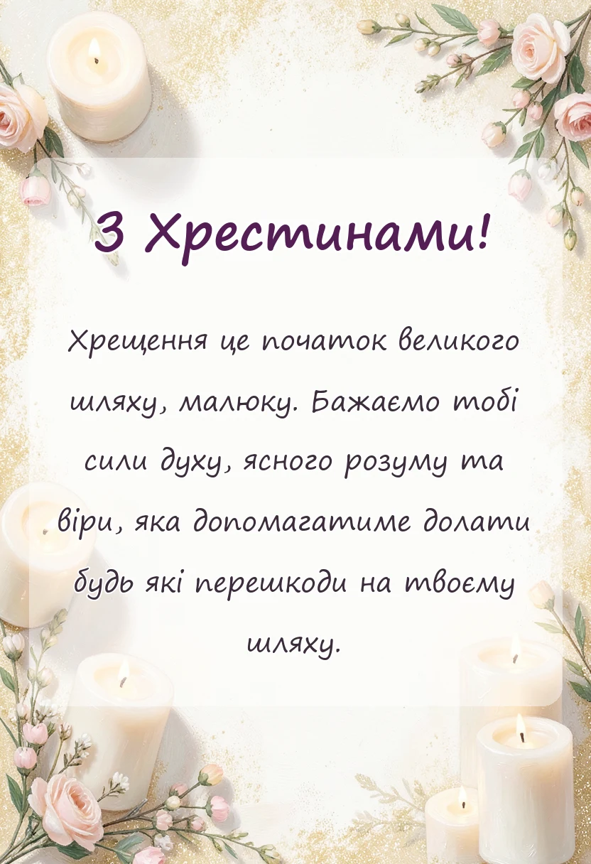 листівка з побажанням - побажання на хрестини хлопчика
