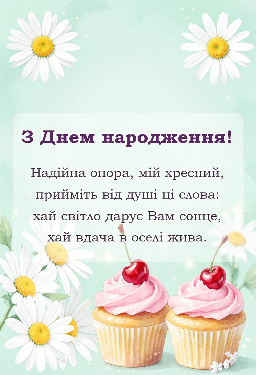 унікальна листівка - побажання хресному на день народження