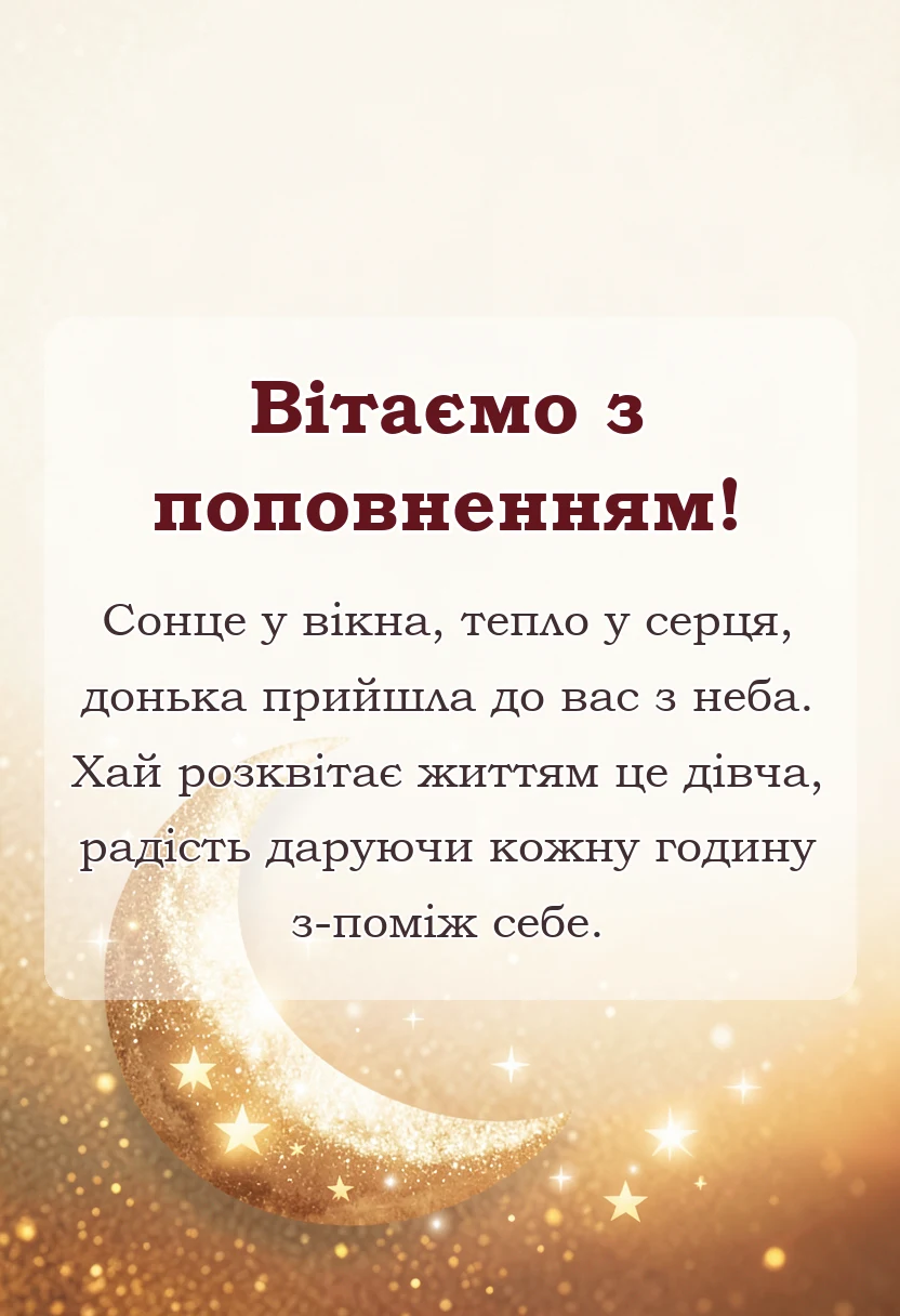 красива листівка: привітання батькам з народженням донечки