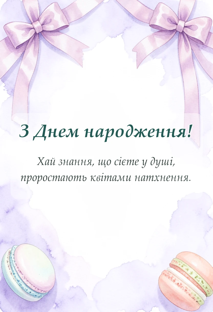 унікальна листівка - привітання з днем народження колезі вчителю