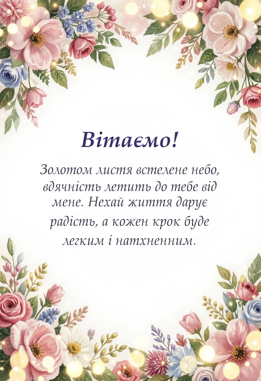 листівка з побажанням - гарні привітання з днем подяки
