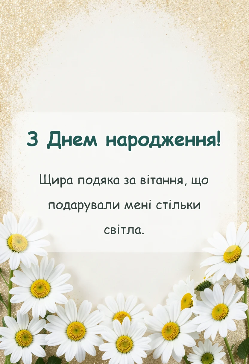 листівка з побажанням - подяка за вітання з днем народження картинки готові тексти своїми словами