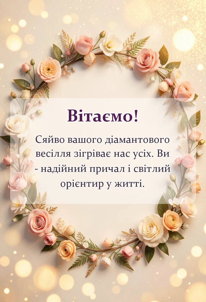 унікальна листівка - привітання з 60 років весілля батькам