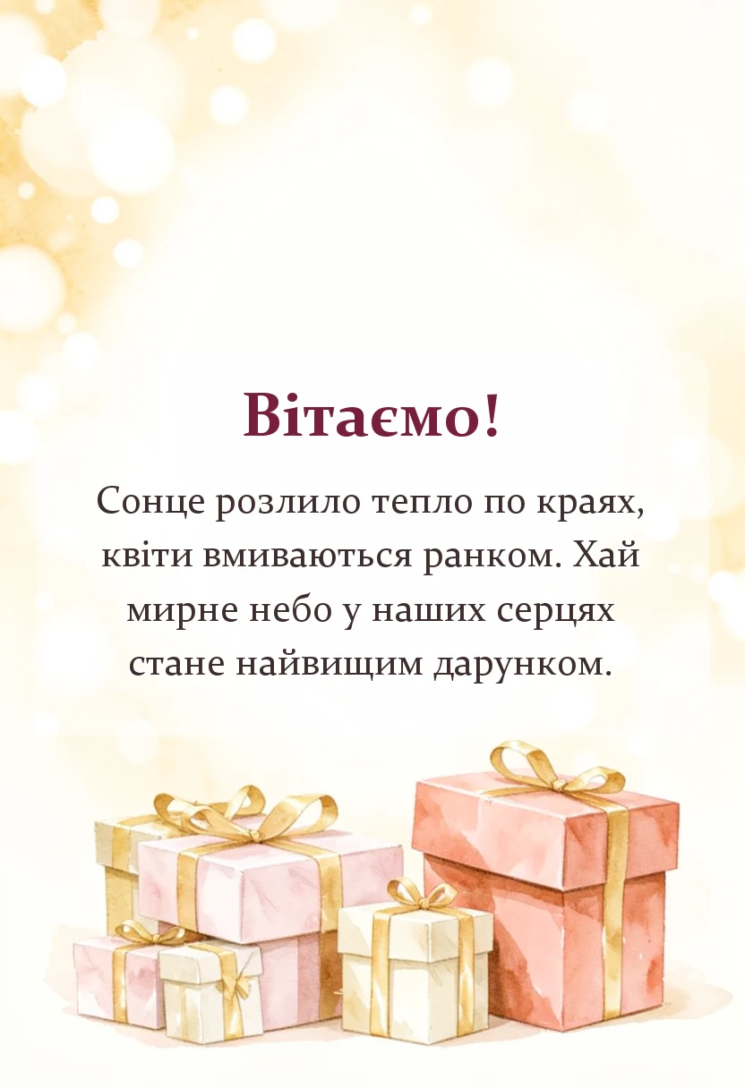вітальна листівка - привітання з першим днем літа мирного неба