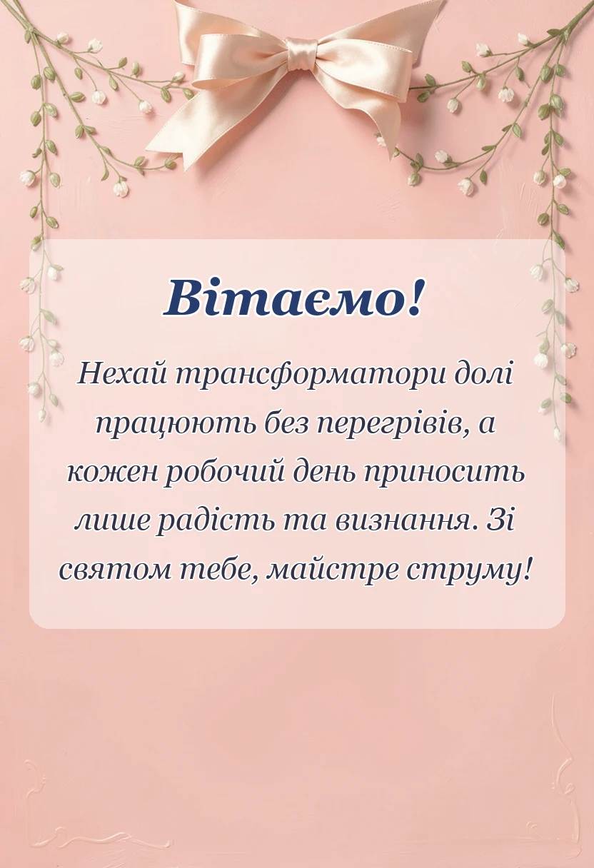 красива листівка: привітання з днем енергетика українською