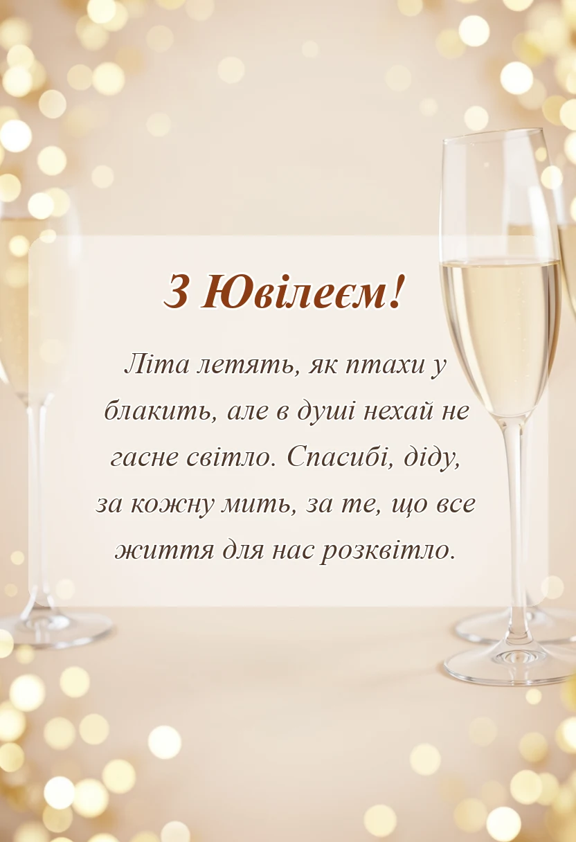 унікальна листівка - привітання з ювілеєм дідусю