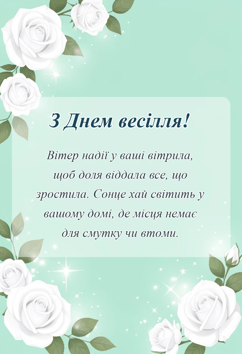вітальна листівка - креативне привітання на весілля