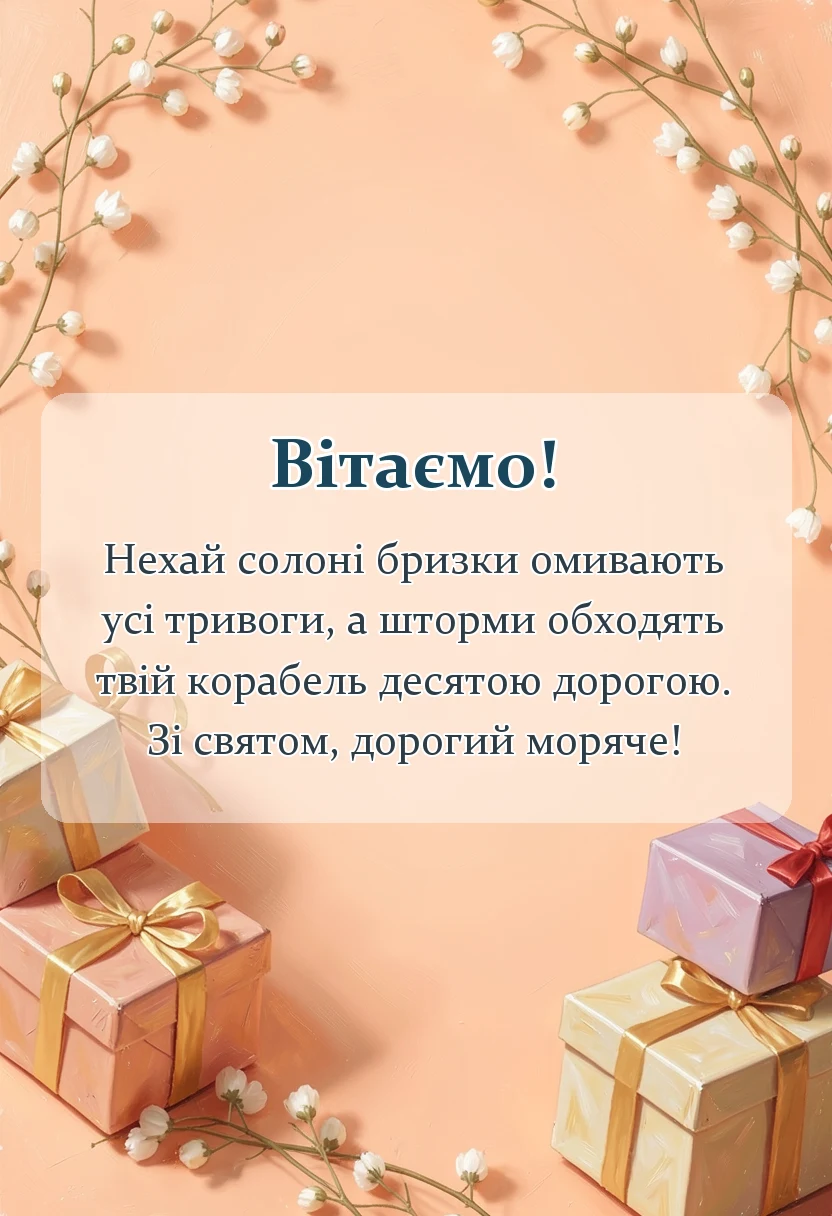 унікальна листівка - привітання з днем моряка