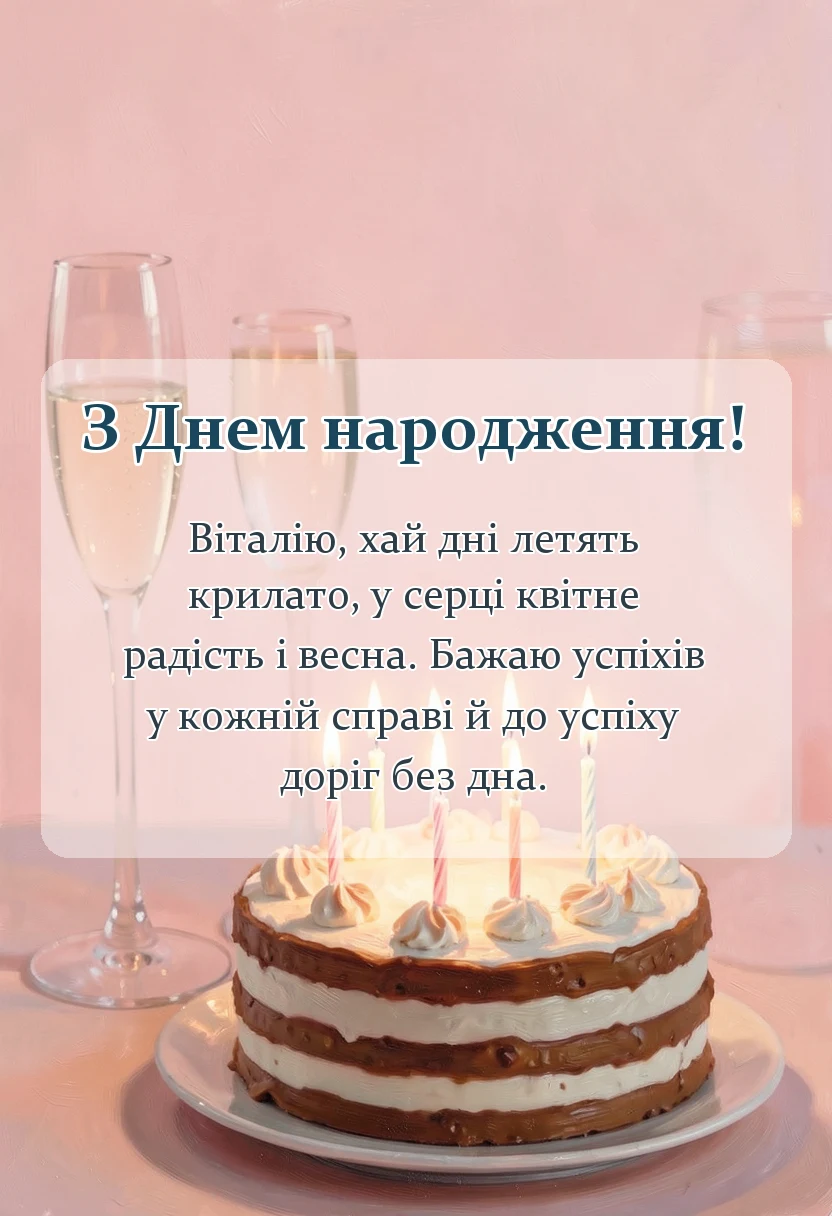 листівка з побажанням - привітання з днем народження віталій