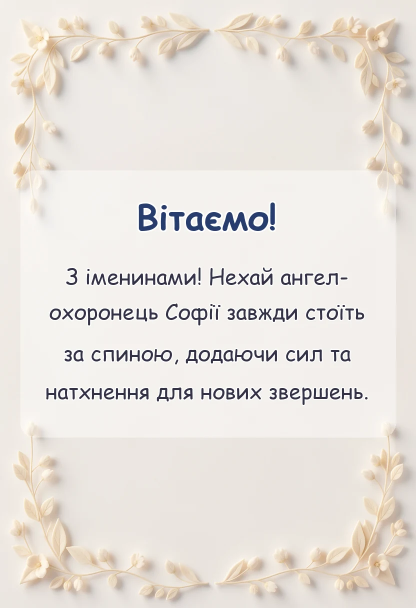 листівка з побажанням - привітання з днем ангела софії