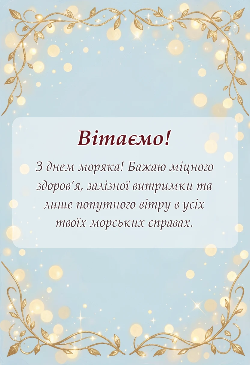 красива листівка: привітання з днем моряка