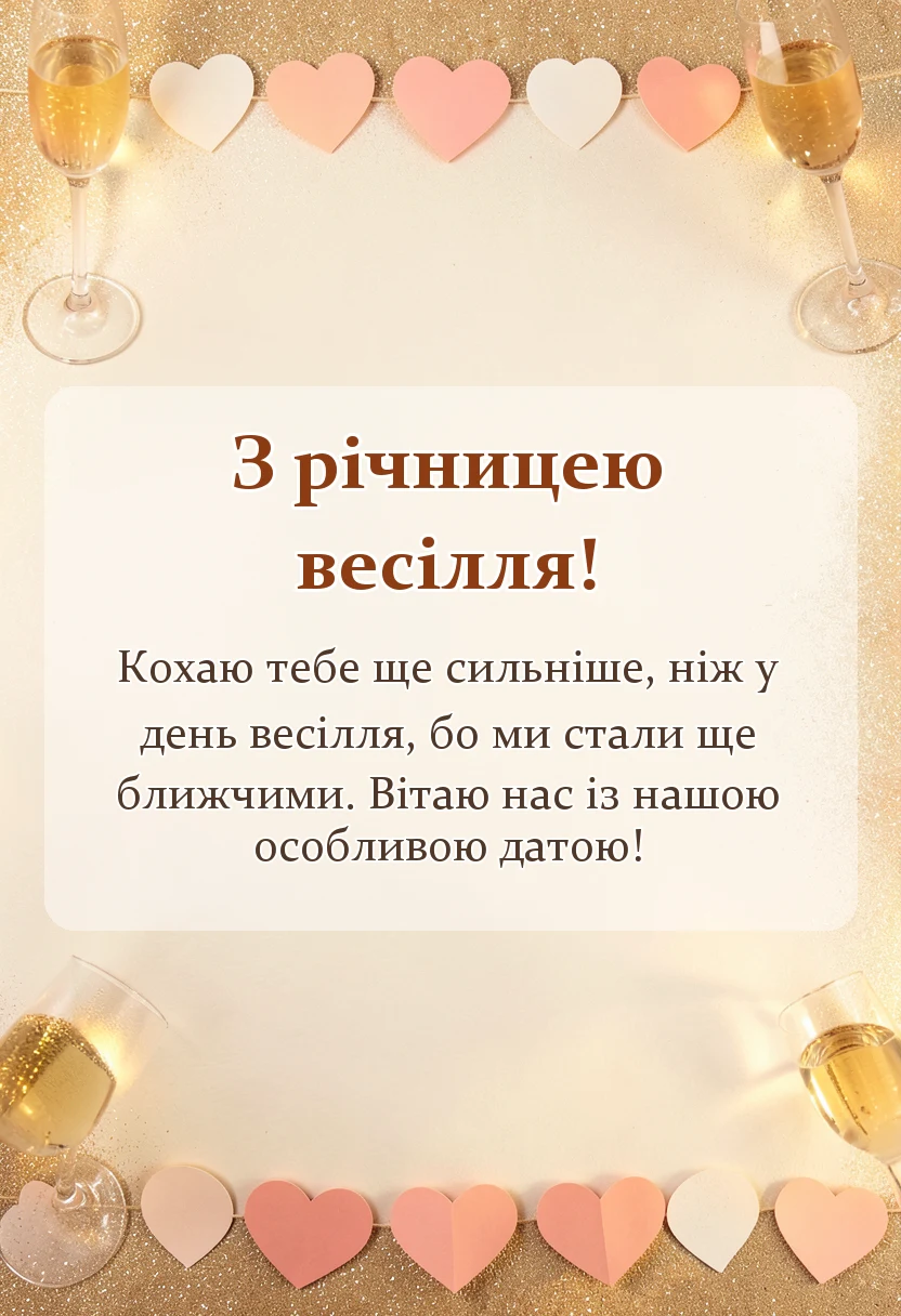 святкова картинка: привітання з річницею весілля чоловікові