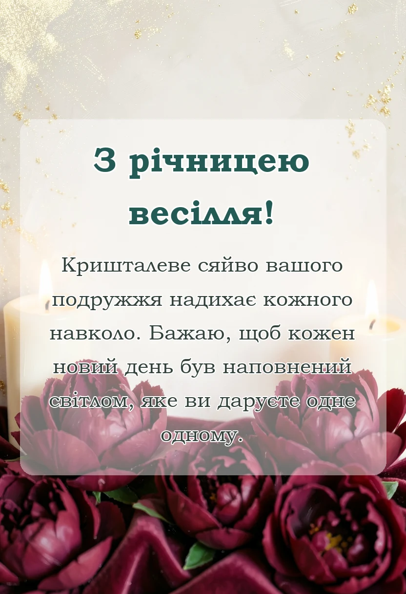 святкова картинка: привітання зі скляним весіллям