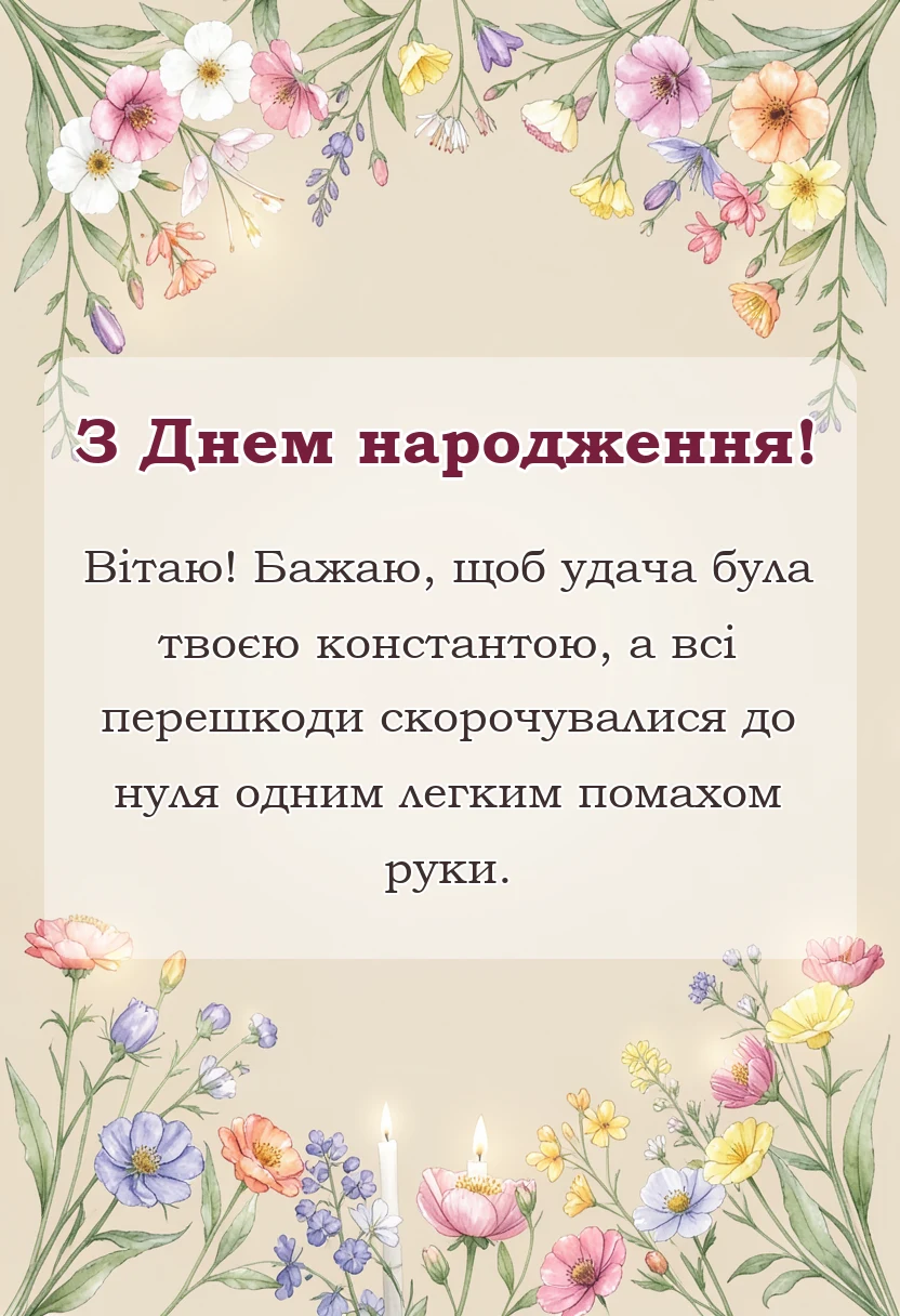 унікальна листівка - математичні побажання