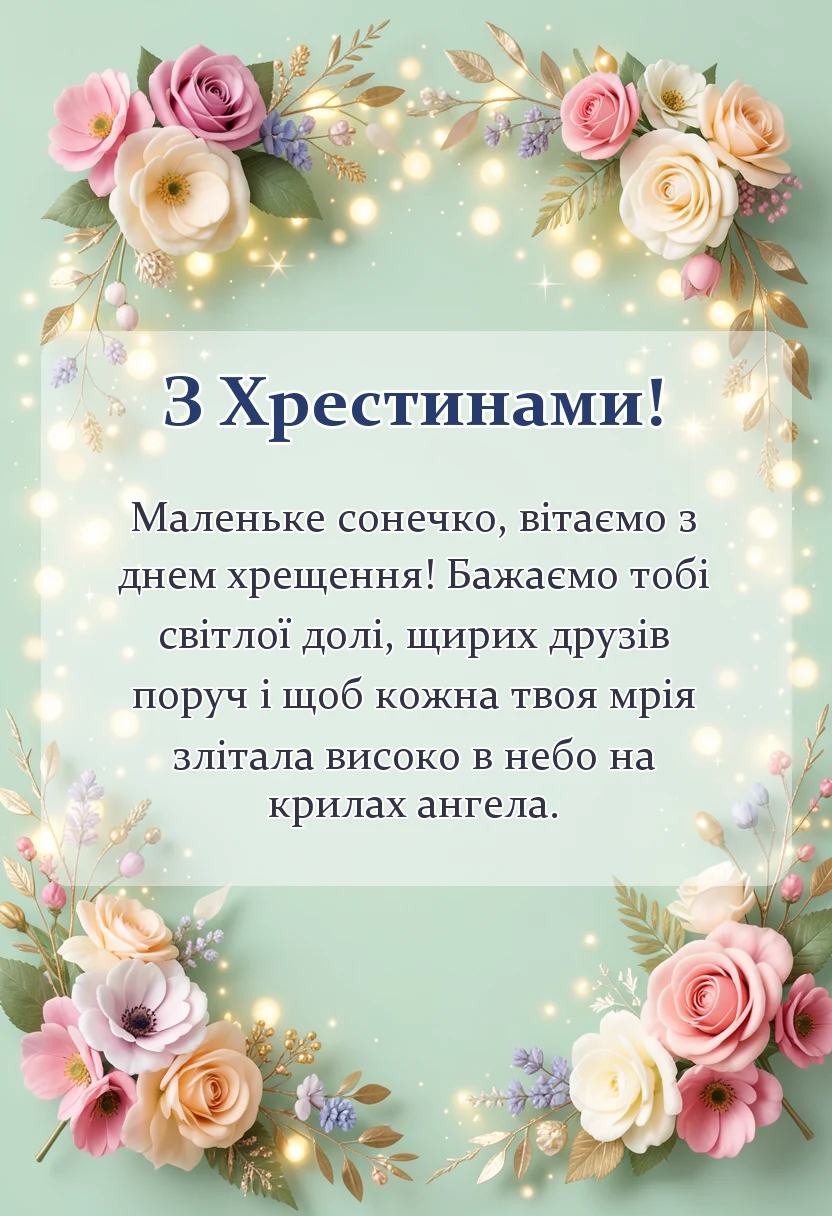 листівка з побажанням - побажання на хрестини хлопчика
