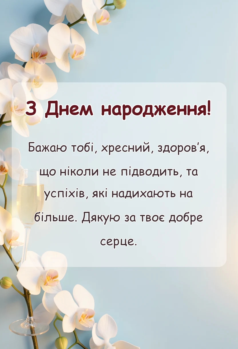 красива листівка: побажання хресному на день народження