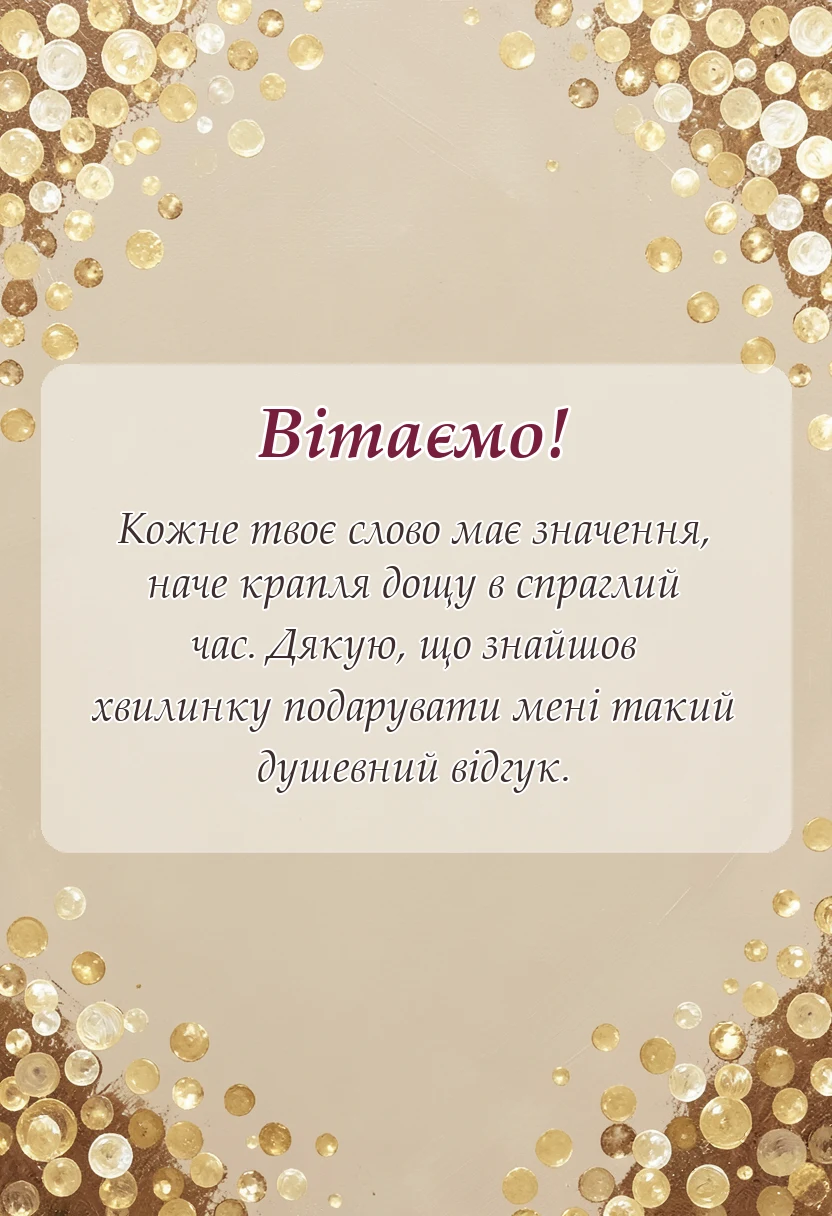 листівка з побажанням - подяка за коментар