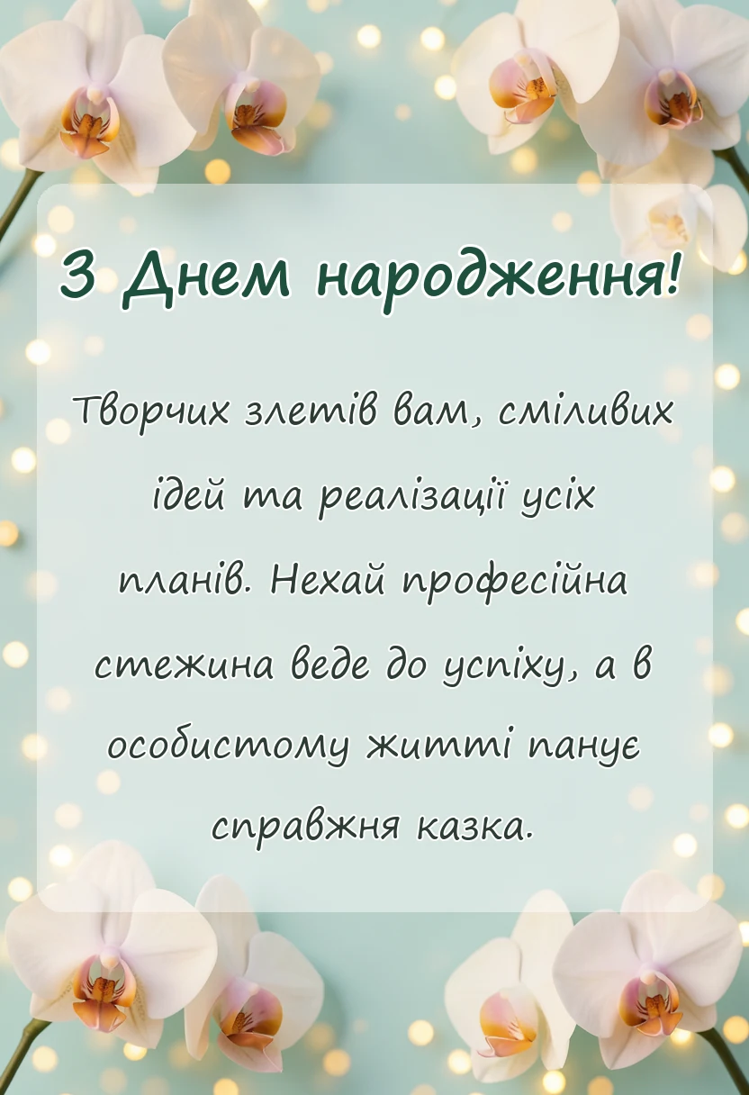 красива листівка: привітання з днем народження колезі вчителю
