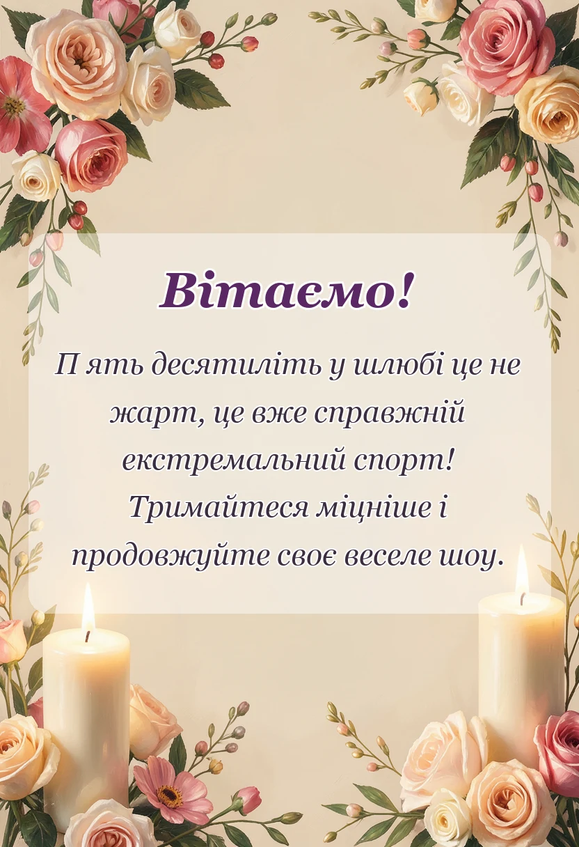 красива листівка: вітання з золотим весіллям у віршах