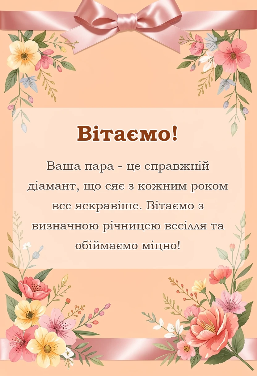 святкова картинка: привітання з 60 років весілля батькам