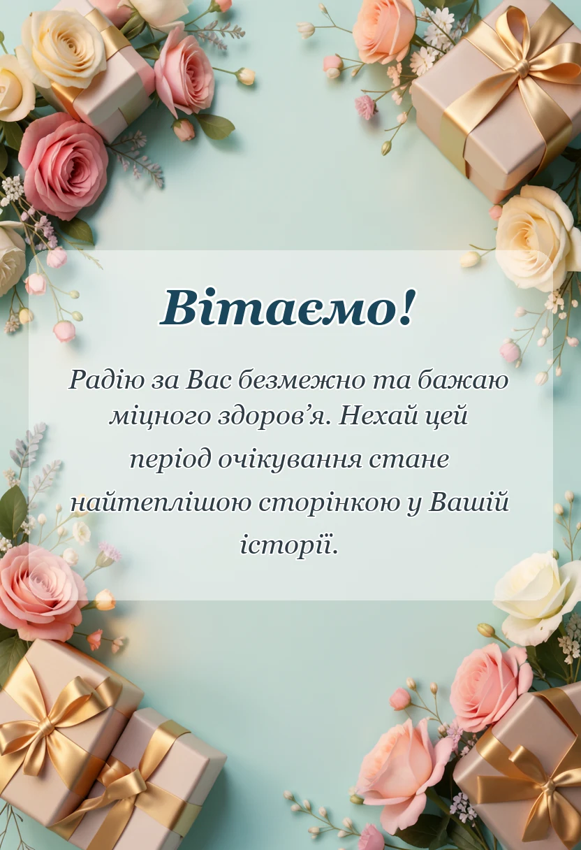 вітальна листівка - привітання з вагітністю своїми словами