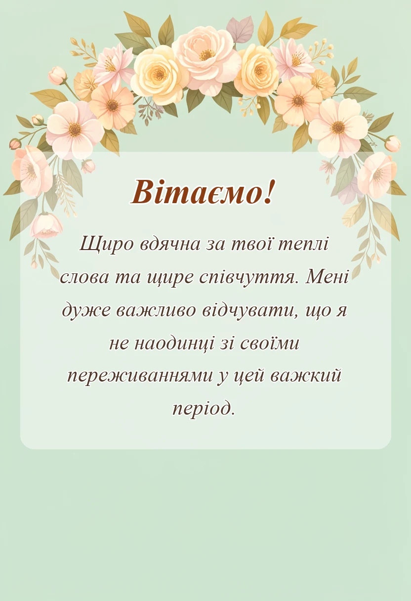 вітальна листівка - подяка за співчуття