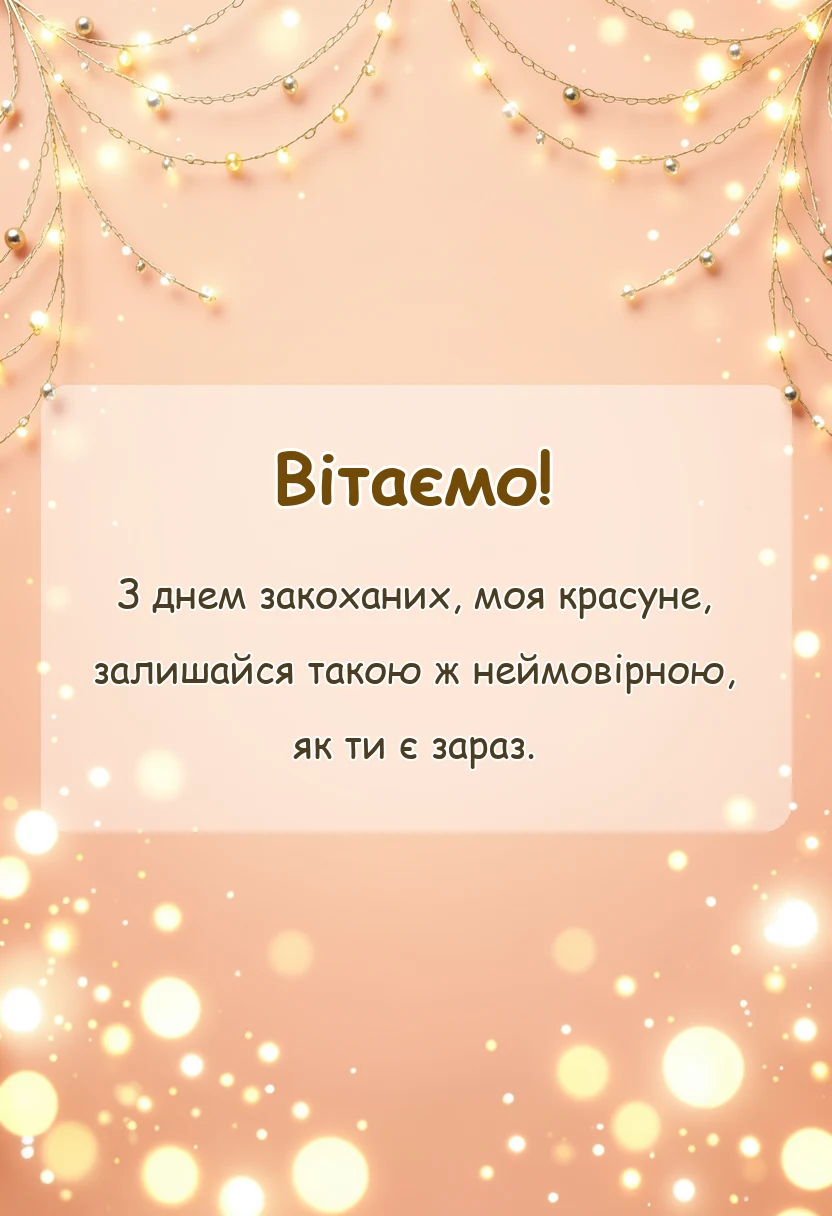 вітальна листівка - привітання з днем закоханих для коханої