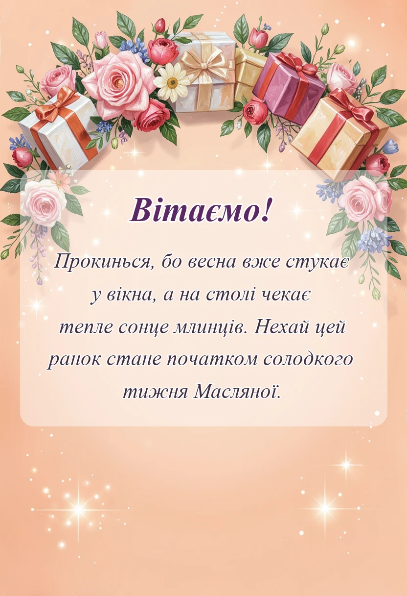 листівка з побажанням - доброго ранку з масляною картинки