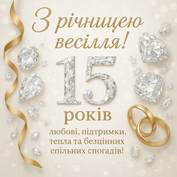 Післяп'ятнадцятиріччя весілля з діамантами та кільцями.
