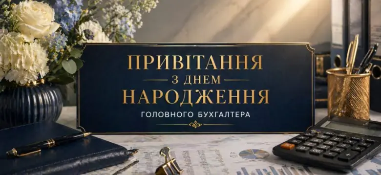 Плітка привітань головному бухгалтеру на робочому столі
